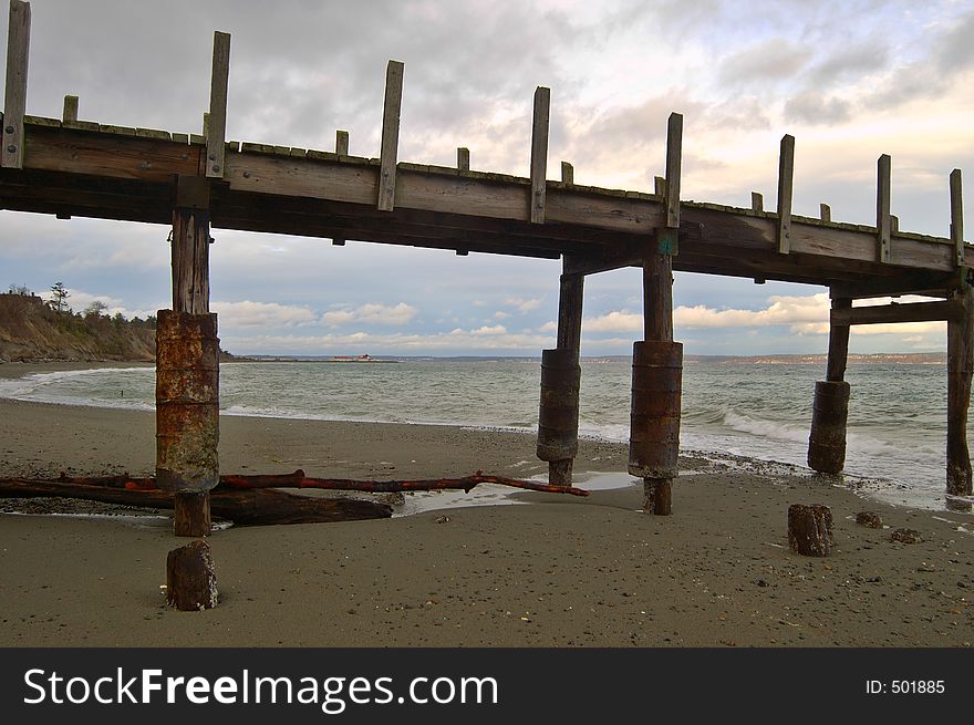 An old pier on a stormy afternoon