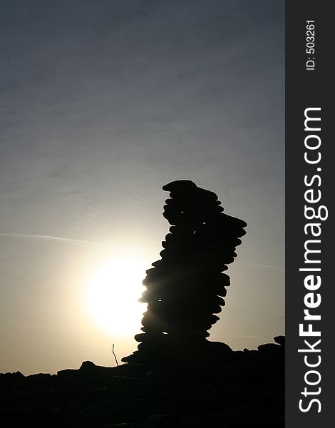 Human-built pile of stones in Northern-Europe