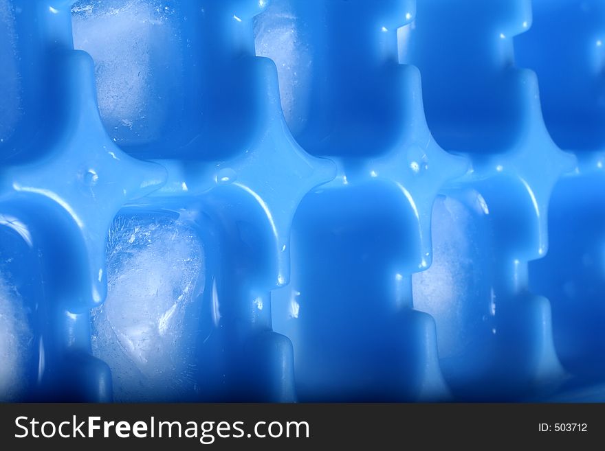 Icecubes in plastic blue