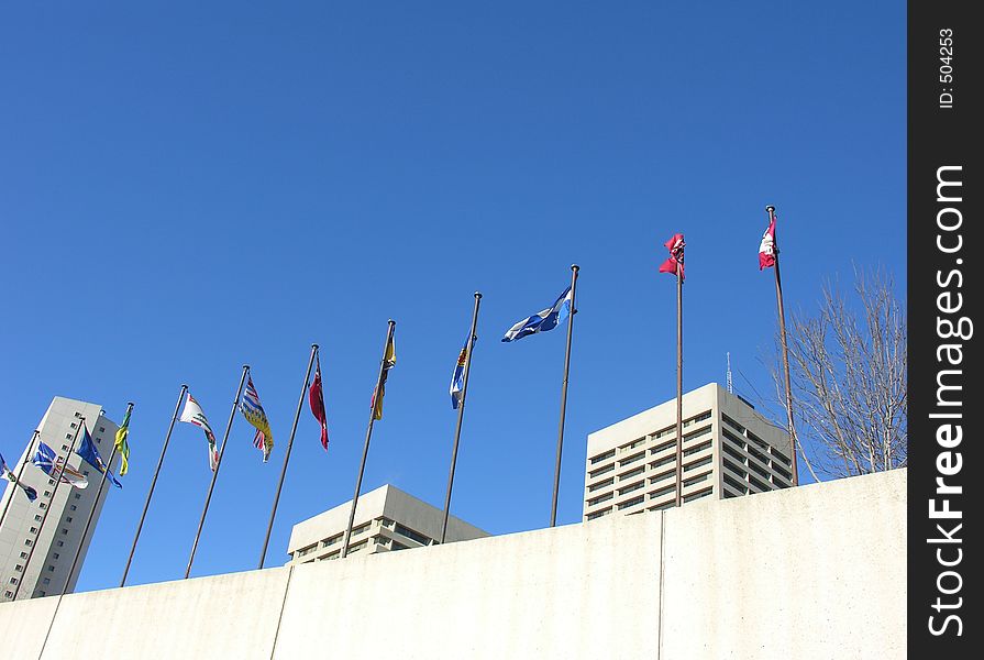 Flags flying in the breeze