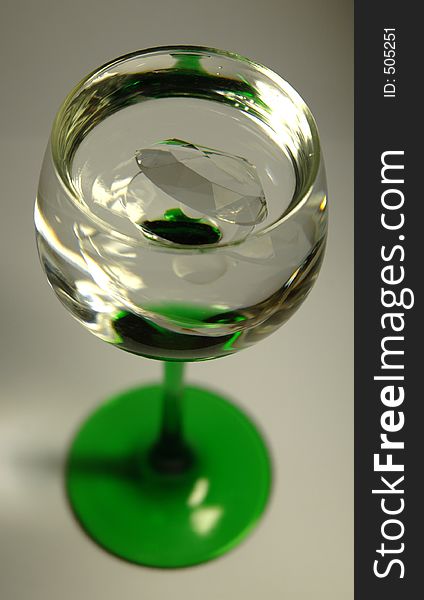 Green glass of water