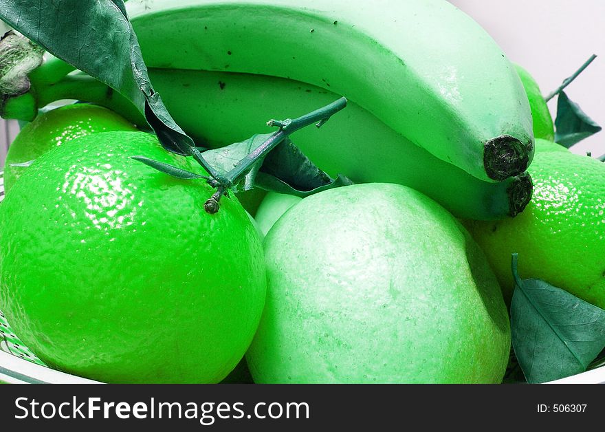 Banana, orange, fruit green