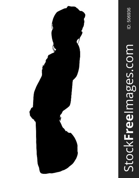 Silhouette With Clipping Path of Young Woman in Formal Dress