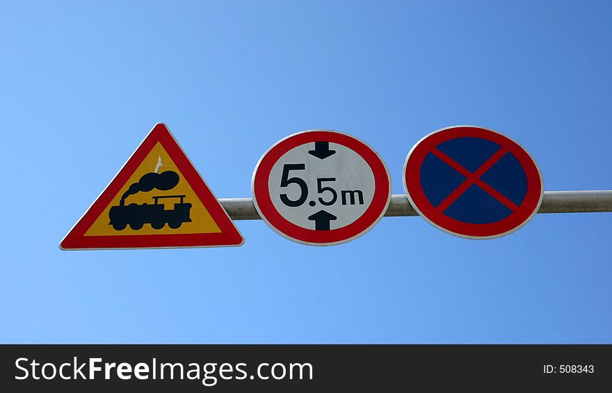 Traffic sign over a railway track