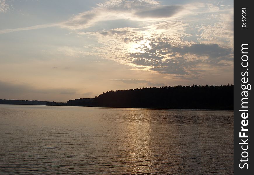 Sunset over the Daugava River in Latvia. Sunset over the Daugava River in Latvia.