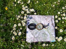 Map With Compass Stock Photo Map With Compass Stock Photo