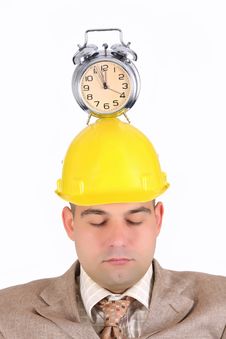 Sleepy Businessman With Clock Alarm Royalty Free Stock Photo Sleepy Businessman With Clock Alarm Royalty Free Stock Photo