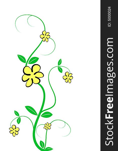 Floral plant yellow colour flower with isolate background Illustration. Floral plant yellow colour flower with isolate background Illustration