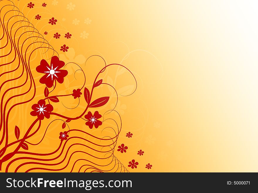 Floral designed red flowers brown colour abstract background. Floral designed red flowers brown colour abstract background