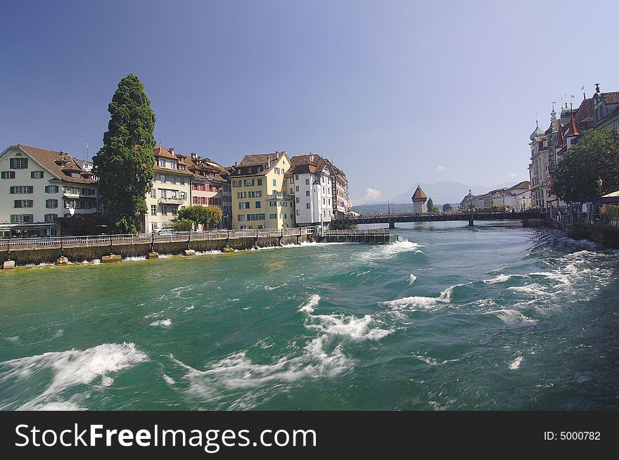 The Reuss river in Lucerne