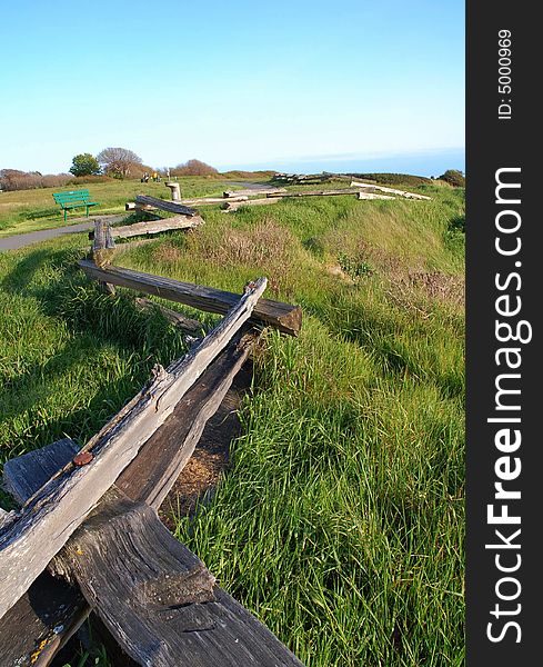 Seaside fence along Dallas Road in Victoria, british columbia