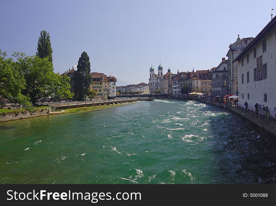 The Reuss river in Lucerne