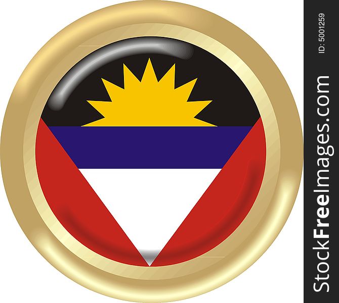 Art illustration: round medal with flag of antigua and barbuda