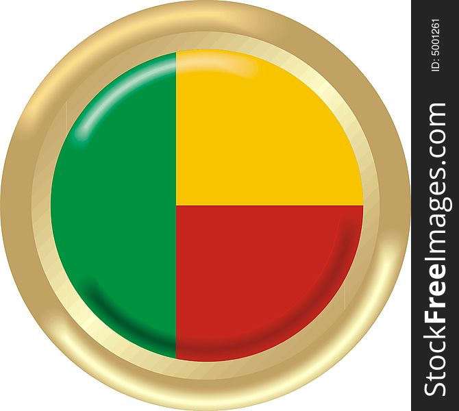 Art illustration: round medal with the flag of benin