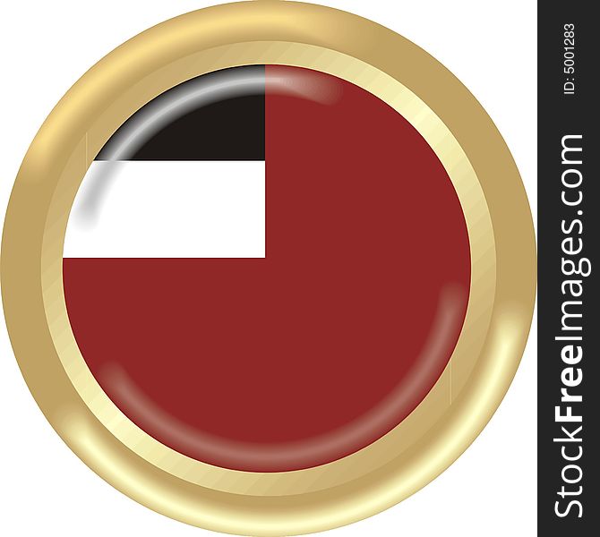 Art illustration: round gold medal with flag of georgia