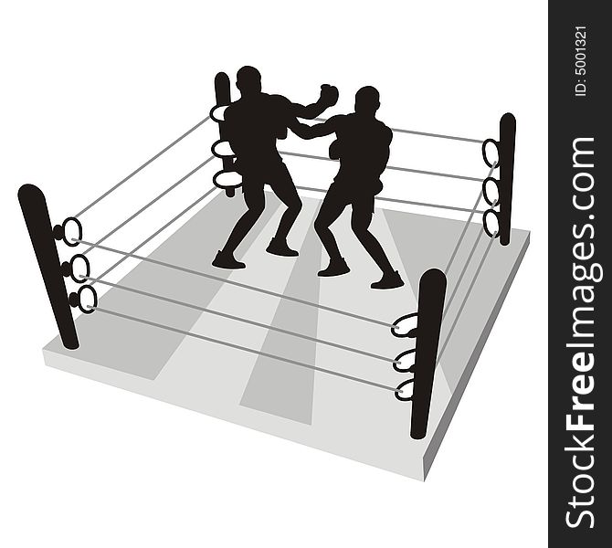 Art illustration of boxers on a ring
