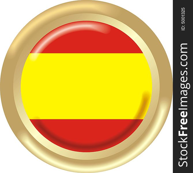Art illustration: round medal with the flag of spain