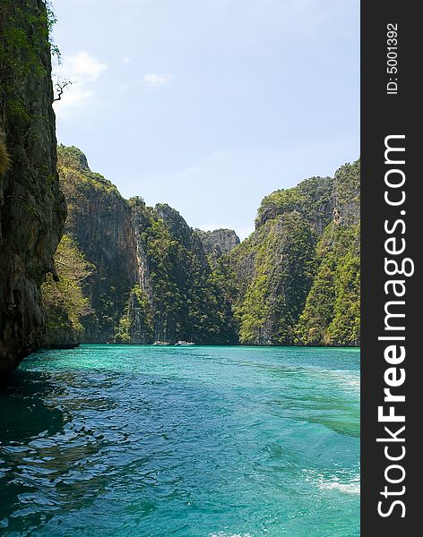 Lagoon with a boats, Phi Phi island, Thailand