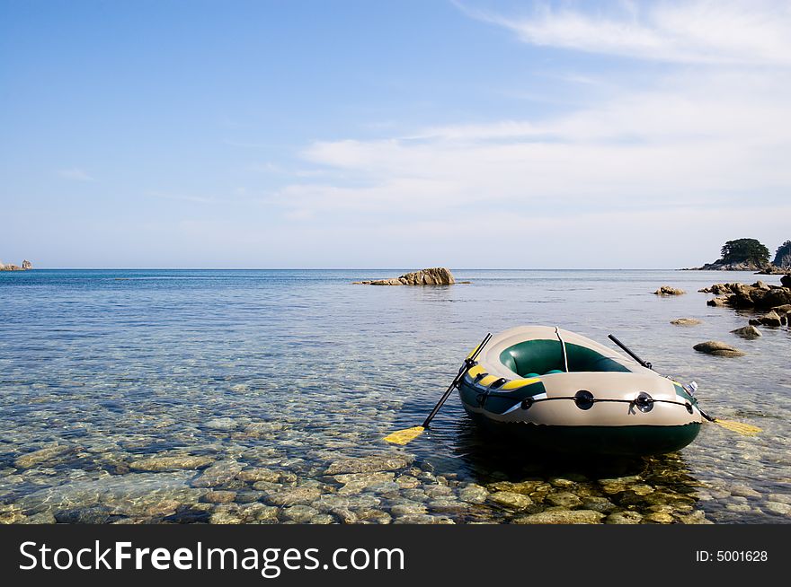 Lonely boat on a seaside.