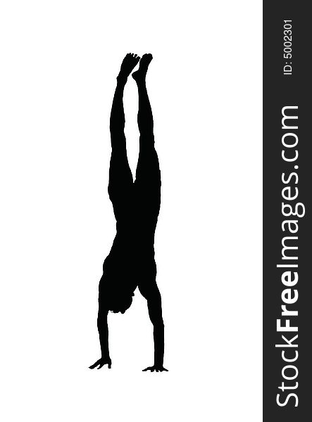 Outline of a young fit man making a handstand