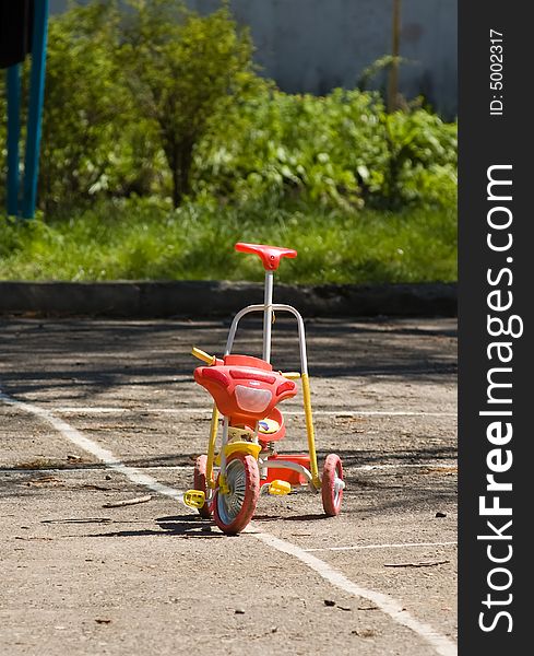 Child bicycle on the sports ground