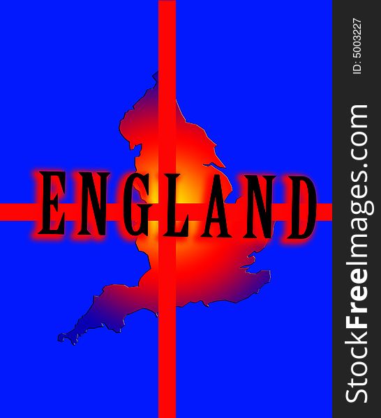 A conceptual image of the map of England against the English flag. A conceptual image of the map of England against the English flag.