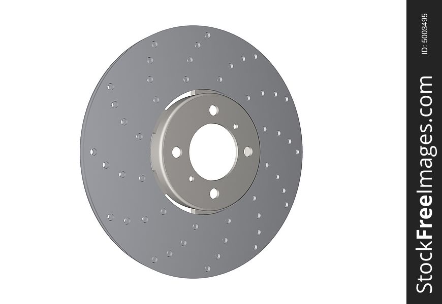 Double disc brake rotor separated on white