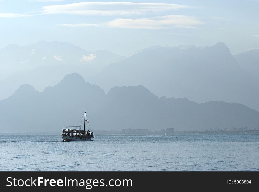 Sailboat in the Mediterranean sea