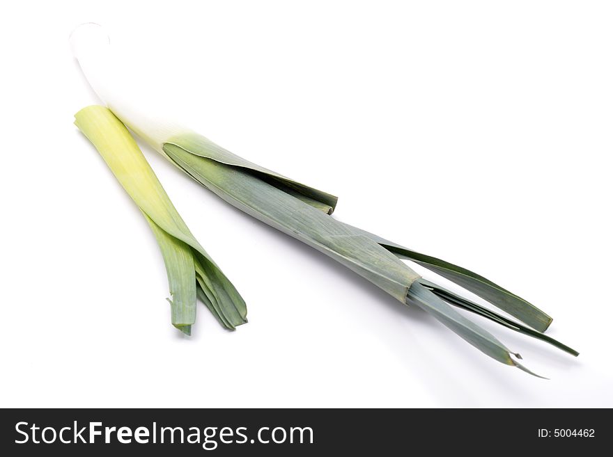 Spring onions isolated on a white background