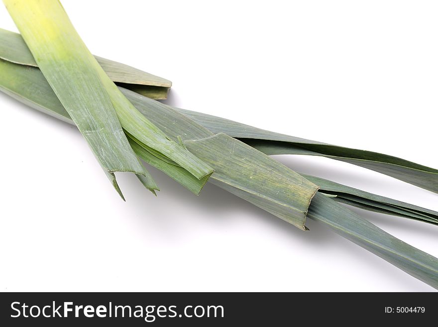 Spring onions isolated on a white background