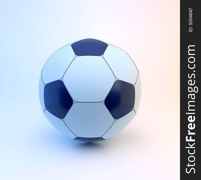 Soccer ball jn blue and orange background (3d rendering)