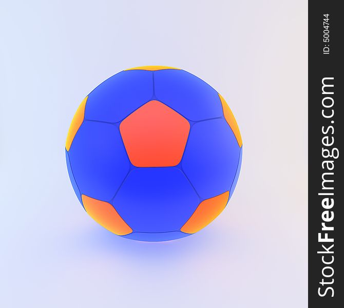 Blue Soccer ball with orange pentagons (3d rendering)