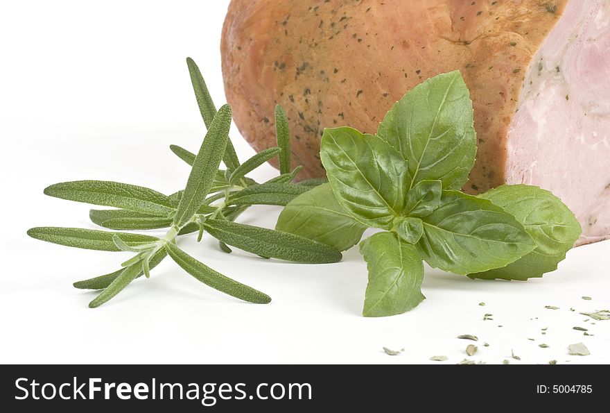 Ham with basil and rosemary. Ham with basil and rosemary