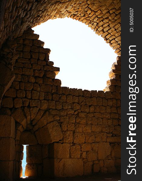 Arches in the Nimrod fortress in Israel