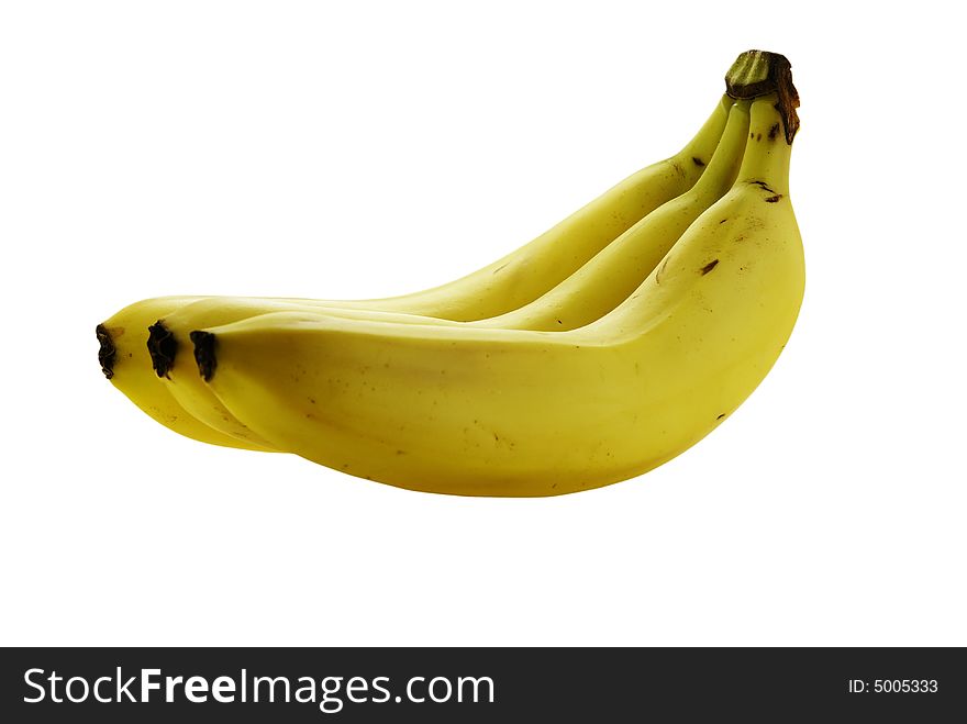 Tree ripe fresh bananas over white background