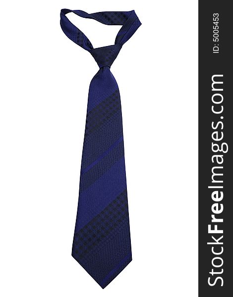 Fashionable striped necktie on a white background