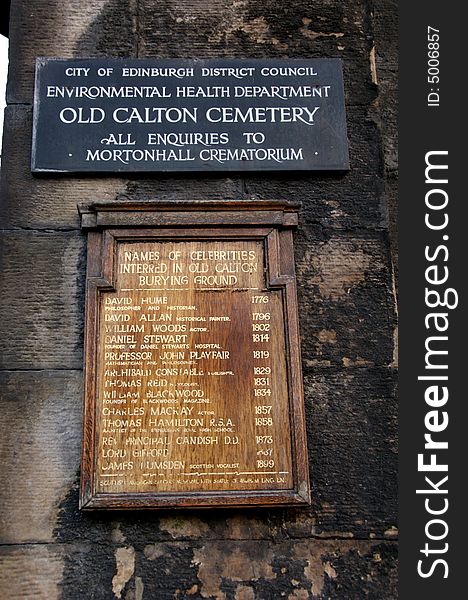 The Sign on Old Calton Cemetery