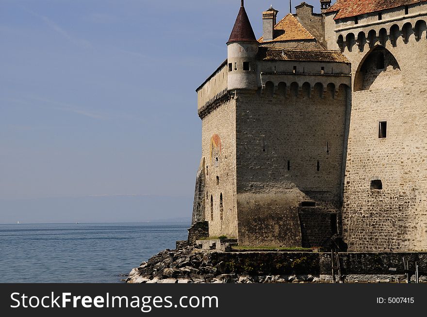 11-12 th. century castle at the shores of Lake Geneva. 11-12 th. century castle at the shores of Lake Geneva