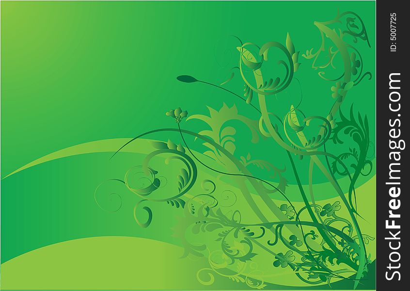 Green flowers and plants on green background. Green flowers and plants on green background