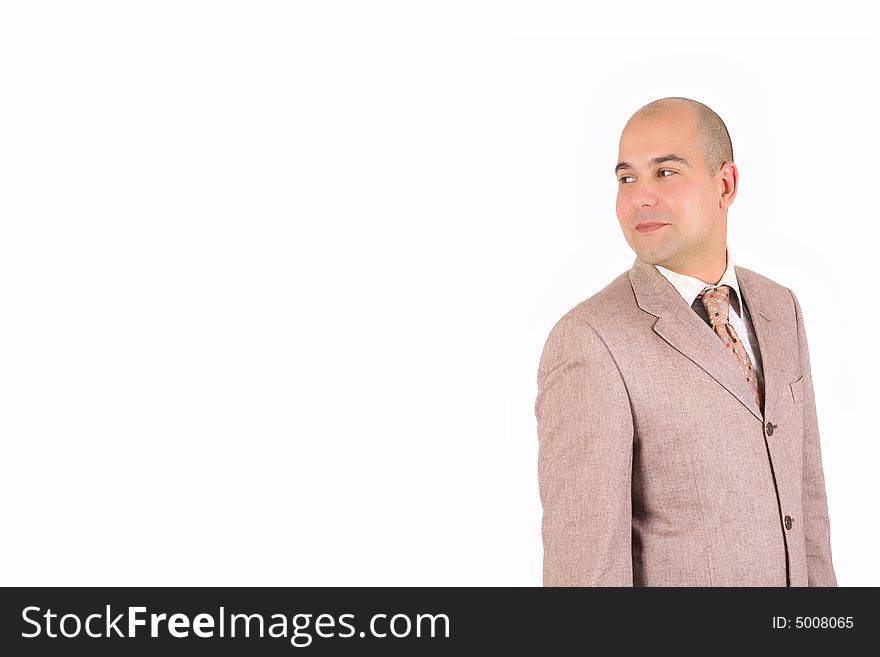 A Businessman happiness looking on white background