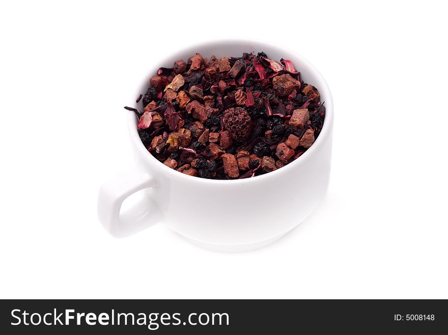 Tea in a cup. Isolated on a white background