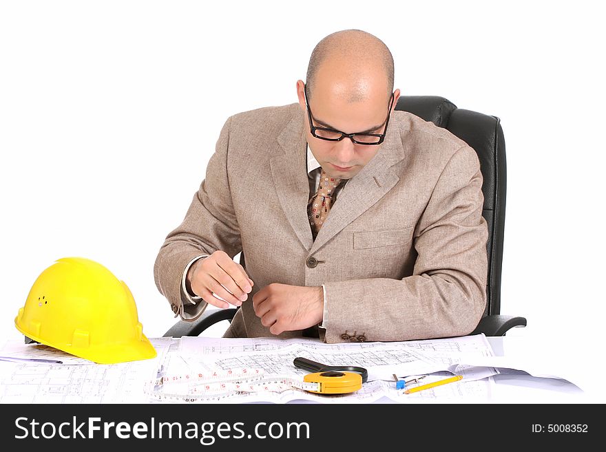 Businessman with architectural plans