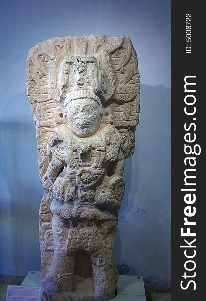 The mayan statue on display. The mayan statue on display