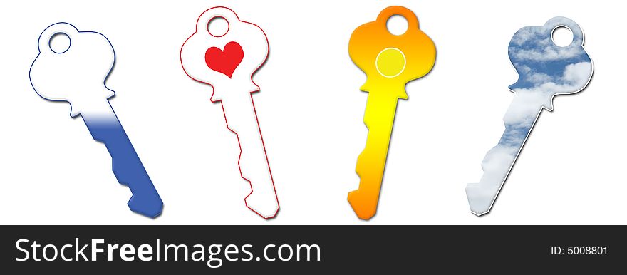 There are four coloured illustrated keys. There are four coloured illustrated keys.