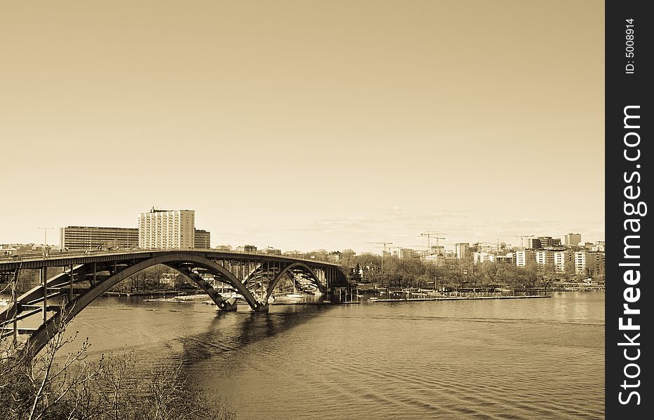 A Bridge over still water. A Bridge over still water