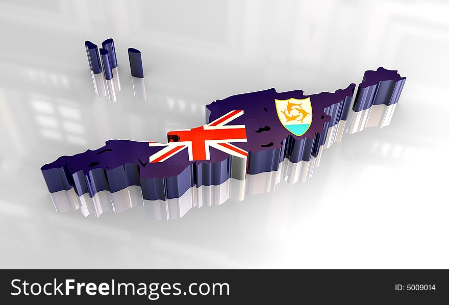 3d flag map of anguilla