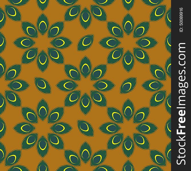 Stylized Peacock Feather Seamless Pattern Vector