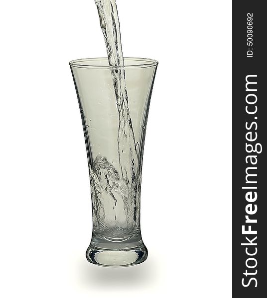 Glass with water splashes isolated