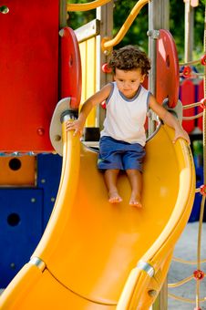 Playing On Slide Royalty Free Stock Images Playing On Slide Royalty Free Stock Images