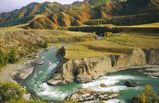 The River In Mountain Valley. Royalty Free Stock Image The River In Mountain Valley. Royalty Free Stock Image
